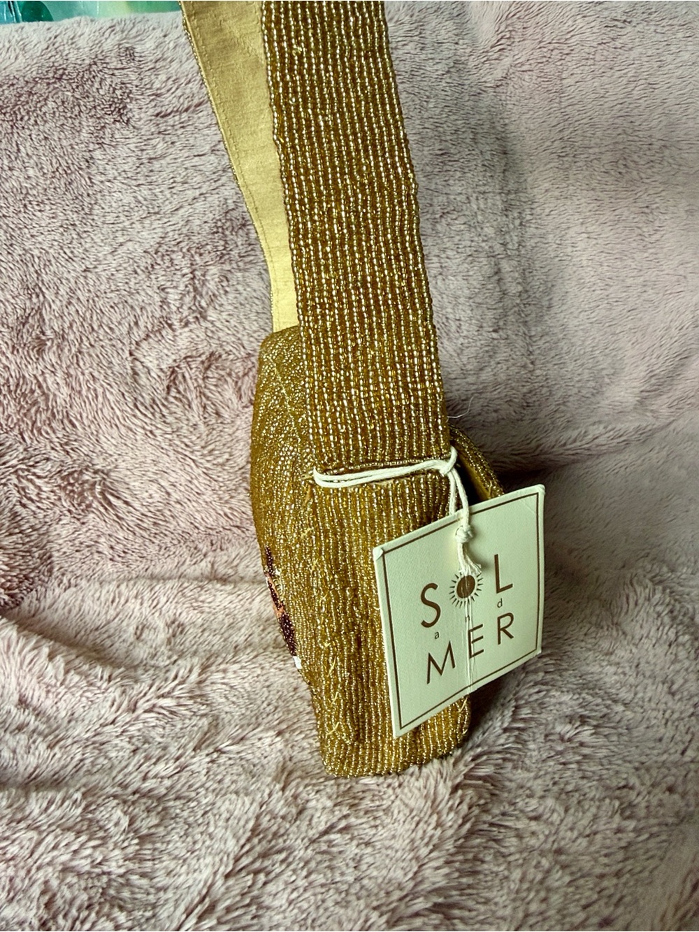 ๐ Viral SOL and Mer Beaded Cat Embroidered Shoulder Bag in Gold - Picture 6 of 15